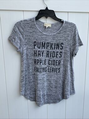 Enough About Me Women’s Gray Knit Top Size Medium Fall Pumpkins Halloween